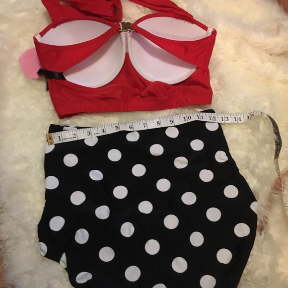 50s retro polka dot high waist Bikini swimsuit M - Picture 5 of 7